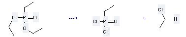 Ethane, chloro- can be prepared by ethylphosphonic acid diethyl ester by heating